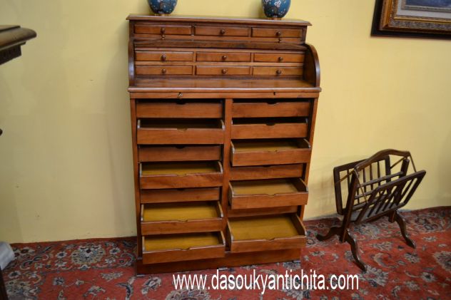 Classificatore a doppia serrandina con piano di scrittura a rullo stile inglese - Foto 5