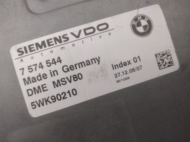 Centralina motore Siemens, BMW, 7574544, 7 574 544, DME MSV80, 5WK90210, Indice - Foto 4