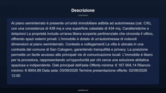 Immobile in asta di 383 m² con più di 5 locali e box auto in vendita a San Calogero - Foto 4
