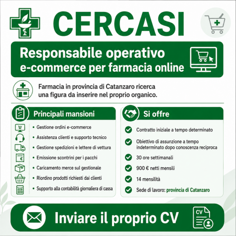 Responsabile operativo e-commerce per farmacia online