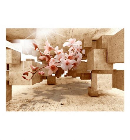 Fotomurale Adesivo Fiori In 3d Rosa E Beige ARREDALACASA - Foto 2