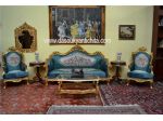 Salotto dorato completo stile Barocco in tessuto damascato