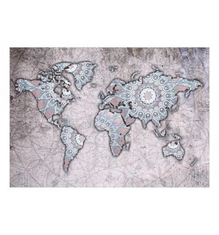 Fotomurale Adesivo Con Mappamondo Artistico Chiaro Arredalacasa - Foto 2