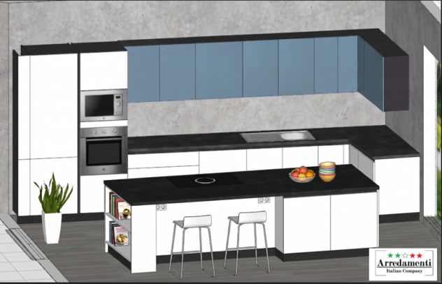 CUCINA AD ANGOLO CON PENISOLA CON AMPIA ISOLA CUCINE CON ELETTRODOMESTICI