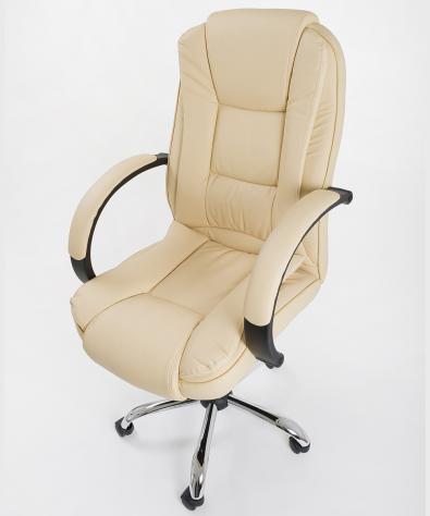 POLTRONA UFFICIO ERGONOMICA GIREVOLE IN ECOPELLE BEIGE - DIREZIONALE MODELLO COVER - NUOVA - Foto 2