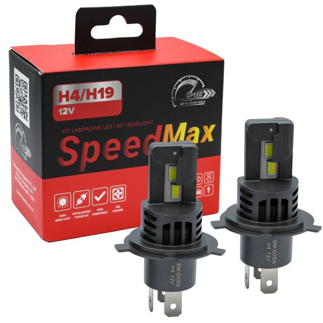 Kit Lampade LED Speed Max H4 H19 con Ventola 10000 Lux Plug&amp;Play Off-Road +300%