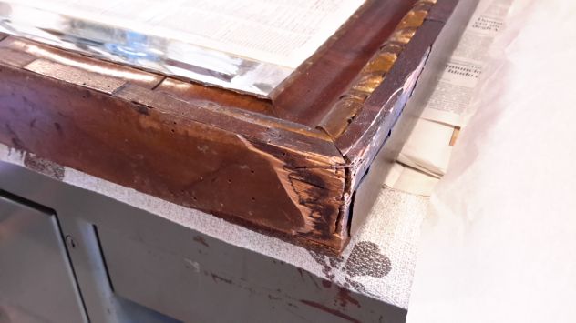 Specchio in legno con attorno cornice in radica di tartaruga, originale francese - Foto 4