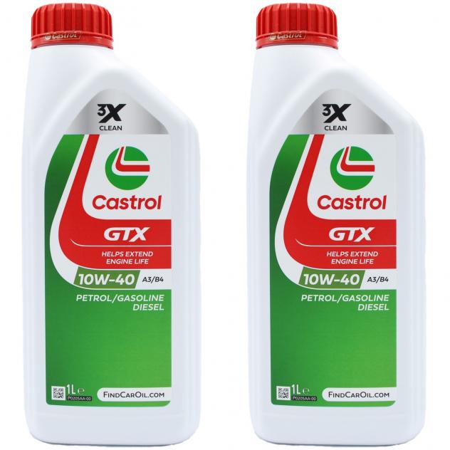 Castrol GTX X3 10W40 A3 B4 Olio Motore 10W40 Confezione da 2 Lattine da 1 Litro