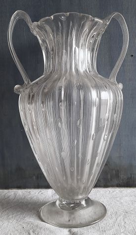 1930ca-Vaso Anforato in Cristallo-cm 45x30x16 - Foto 3