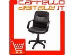 POLTRONA UFFICIO ERGONOMICA GIREVOLE IN ECOPELLE NERA - DIREZIONALE MODELLO &hellip;