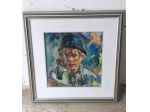 "Pagliaccio" 1990  dipinto  su   faesite    , dimensioni cm. 48 x cm .48 , solo