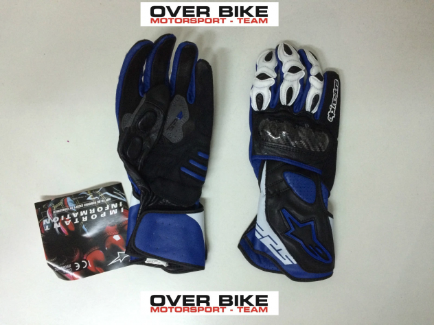 Guanti Moto Alpinestars SP-2 Pelle Tg M Bianco Nero Blu