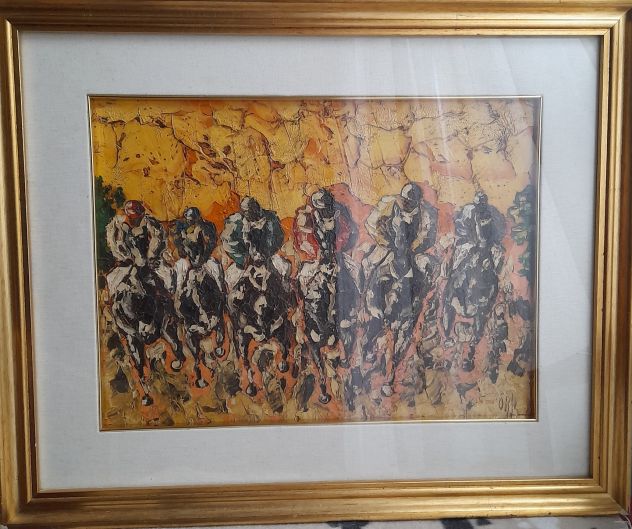 quadro spatolato corsa dei cavalli di Orsi 56x46 - Foto 3