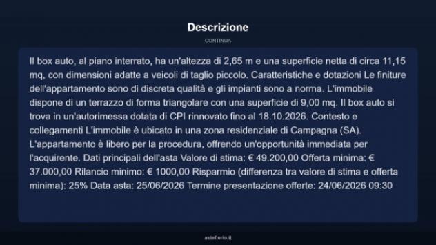 Immobile in asta di 53 m², box auto in vendita a Campagna - Foto 5