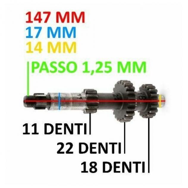 Albero primario FBM e Franco Morini 3 marce 11 - 22 - 18 denti - Foto 2