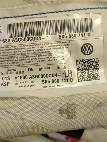 AIRBAG A TENDINA LATO SINISTRO VOLKSWAGEN Golf 6 Plus 5K6880741D (0812) - Foto 2