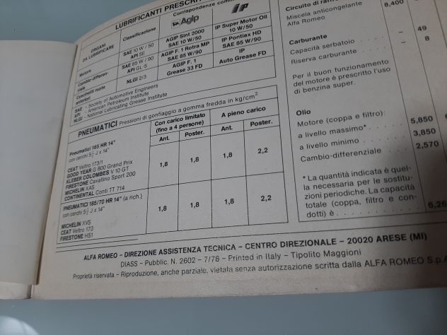 ALFA ROMEO ALFETTA 2000 L USO E MANUTENZIONE ORIGINALE - Foto 3
