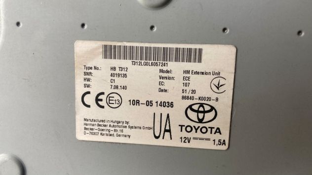 Centralina sistema di navigazione Toyota C-HR Hybrid del 2021 (86840-K0020) - Foto 3