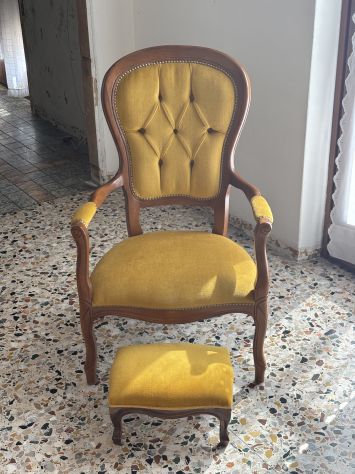 Sedia stile antico Luigi Filippo con poggiapiedi