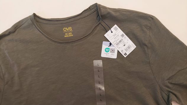 T-shirt verde puro cotone della linea OVS regular fit misura L Nuova con etichet - Foto 5