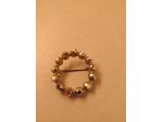 Spilla da giacca metallo color oro rotonda con cristalli di bigiotteria anni '70