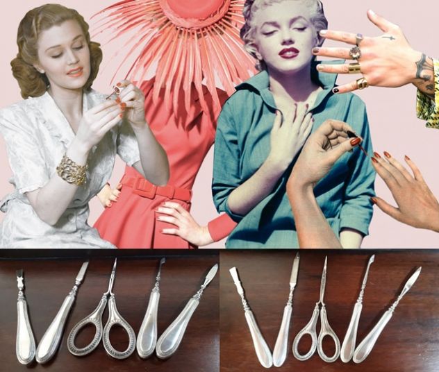 Trousse completa, primi novecento da manicure argento 900.