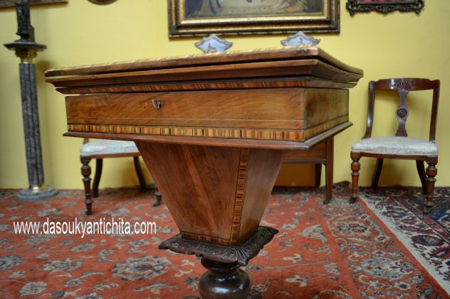 Antico tavolino da gioco/lavoro stile inglese regency - Foto 2
