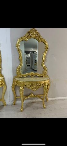 Consolle impero legno foglia oro marno specchiera con spedizione