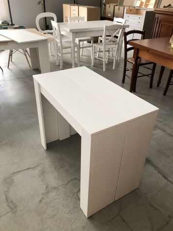 NUOVA CONSOLLE 90x50 ALLUNGABILE CON 4 ALLUNGHE 45 BIANCO SPAZZOLATO - Foto 2