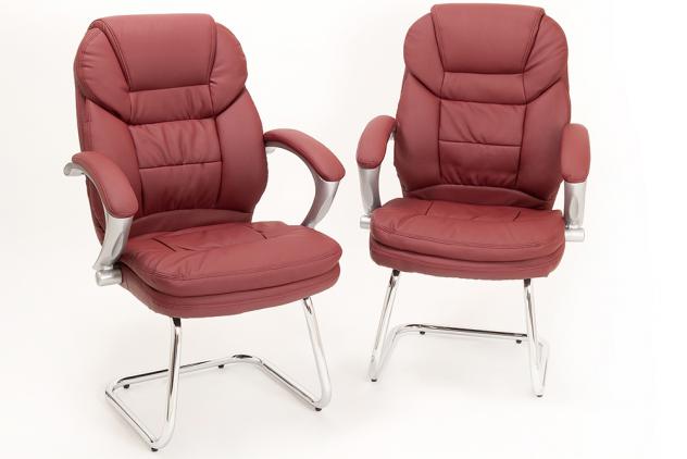 COPPIA DI POLTRONCINE UFFICIO OSPITE IN ECOPELLE BORDEAUX - MODELLO ROGER - NUOVA - Foto 5