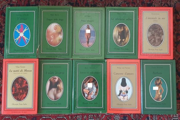 Lotto 10 libri erotici Olympia Press anni '70 da collezione copertina rigida