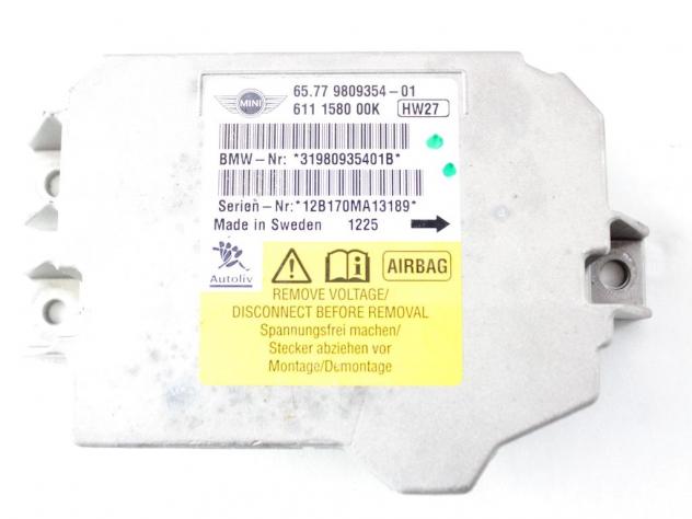 65779809354 KIT AIRBAG MINI ONE D R56 1.6 D 66KW 6M 3P (2012) RICAMBIO USATO CON CENTRALINA AIRBAG, AIRBAG VOLANTE, AIRBAG PASSEGGERO 6791373 9258601 - Foto 4