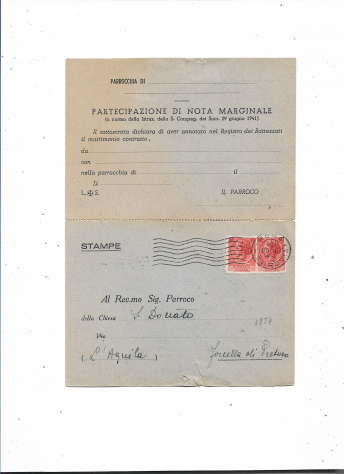 1957/1973 N 15 COMUNICAZIONI TRA PARROCCHIE - Foto 2