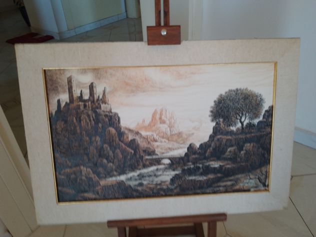 Cavaletto Artigianale E Dipinto Pittura Esposizione Vintage Made In Francia - Foto 6