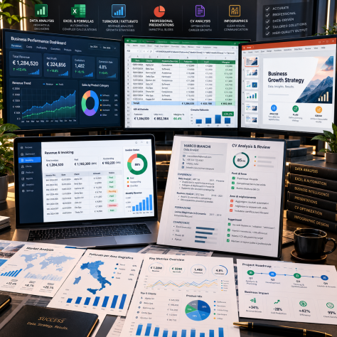 On line Analisi dati excel , grafici complessi, presentazioni, CV, altro