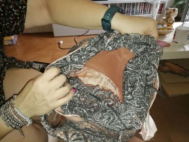 Borsa a sacco donna rosa con ricami - Foto 2