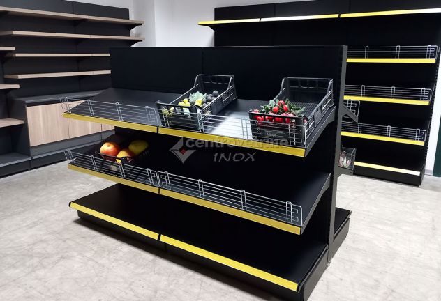 GONDOLA FRUTTA IN FERRO NERO DA 203 CON PIANO BASE 50 E PIANI DA 50 - Foto 4