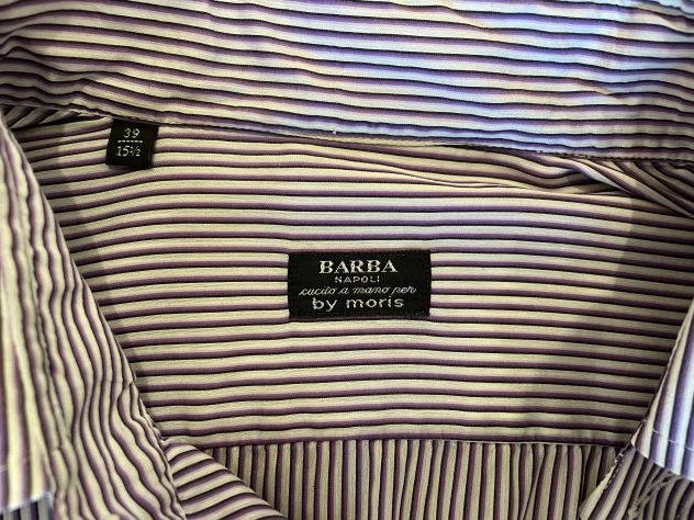 Camicia a righe Barba Napoli cucina a mano, 39 15-1/2 viola - Foto 2