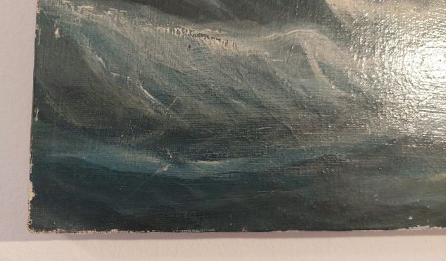 SPLENDIDO QUADRO AD OLIO "CARAVELLE NELLA TEMPESTA" PITTORE MEDIS 40X30CM. - Foto 4