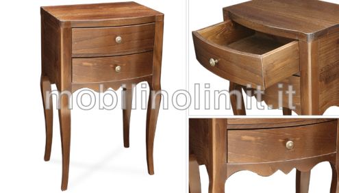 Comodino 2 cassetti noce scuro