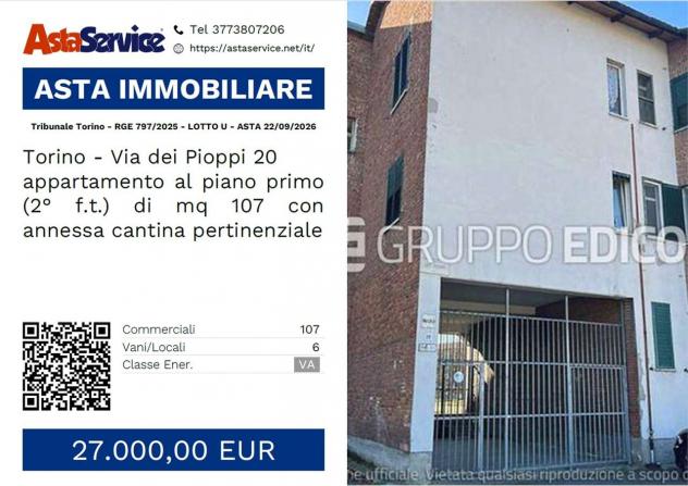 Tribunale Torino - RGE 797/2025 - LOTTO U - Tribunale Torino - RGE 797/2025 - LOTTO U - ASTA 22/09/2026