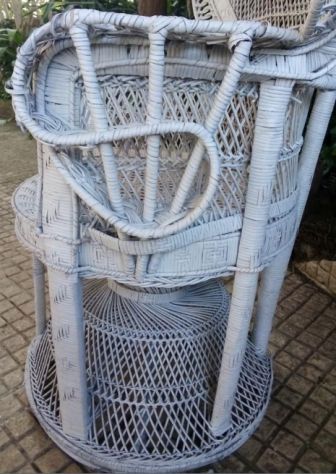 Poltrona pavone in rattan e midollino bianco - Foto 3