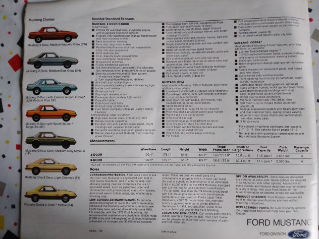 DEPLIANT MUSTANG FORD  1979 originale vintage - Foto 3