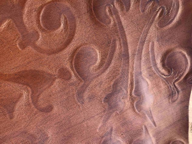 Pelle a vacchetta floreale cognac per artigianato - Foto 6