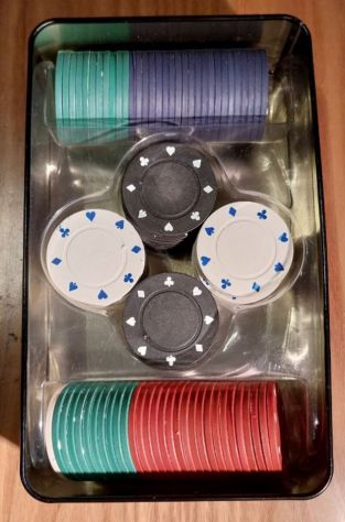 Set di poker in scatola di metallo cin 100 Chip. - Foto 3