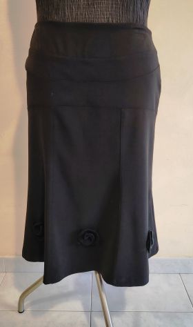 Gonna lunga donna con inserti floreali nera tg XL di Lattementa
