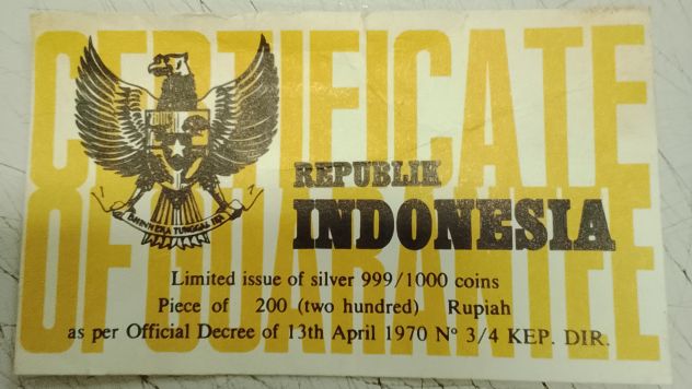 Indonesia 200 rupie 1970 argento - Foto 3