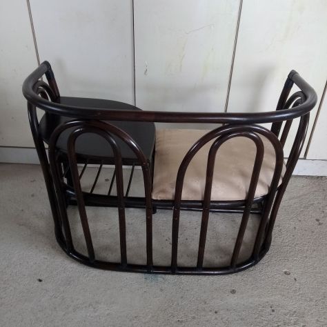 Divanetto in bambù Rattan con tavolino incorporato e cuscino - Foto 2