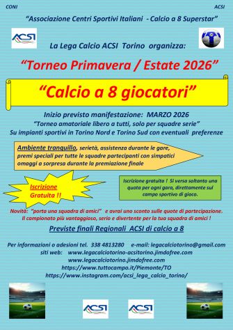 Torneo di calcio a 8 "Primavera / Estate 2026" in Torino - Foto 2