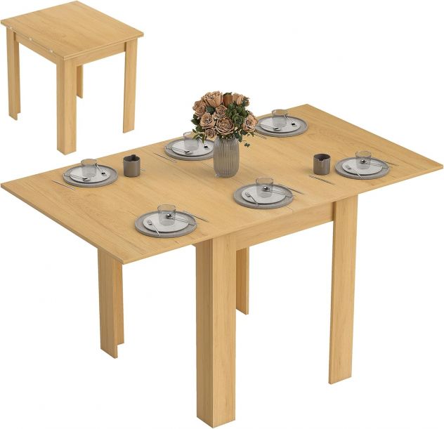 Tavolo da Pranzo Allungabile per 4-6 Persone Design Ribaltabile, 70-140cm Tavolo